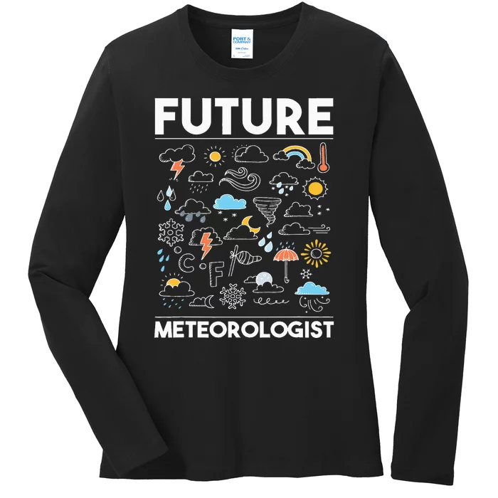 Future Meteorologist  Meteorology Weather Forecast Clouds Ladies Long Sleeve Shirt