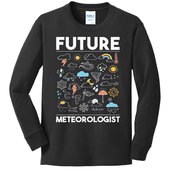 Future Meteorologist  Meteorology Weather Forecast Clouds Kids Long Sleeve Shirt