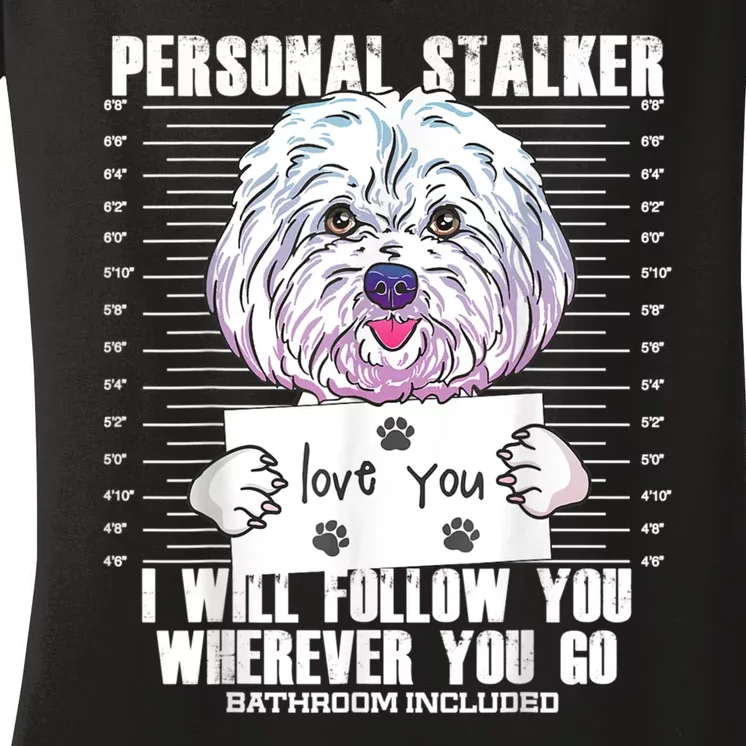 Funny Maltese Malshi Dog Lover Quote Women's V-Neck T-Shirt