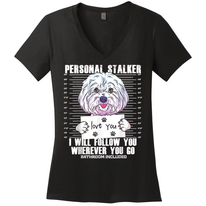 Funny Maltese Malshi Dog Lover Quote Women's V-Neck T-Shirt