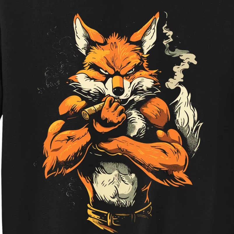 Fox Mean Muscular Fox Smoking Fox Cigar Fox Tall Sweatshirt