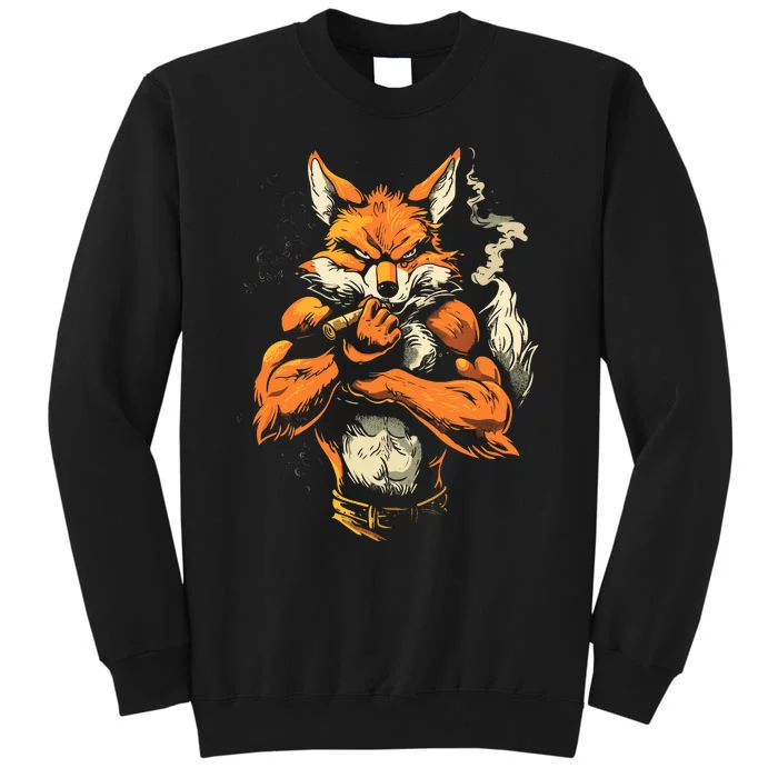 Fox Mean Muscular Fox Smoking Fox Cigar Fox Tall Sweatshirt