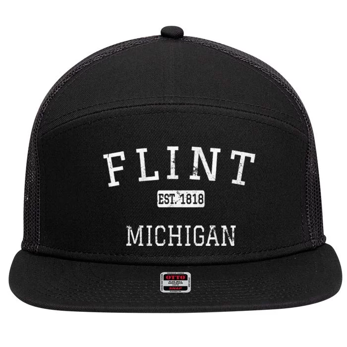 Flint Michigan MI Vintage 7 Panel Mesh Trucker Snapback Hat