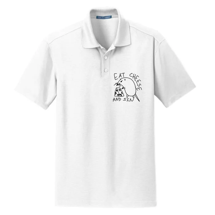 Funny Mouse Meme Eat Cheese And Sin Rat Gift Dry Zone Grid Performance Polo