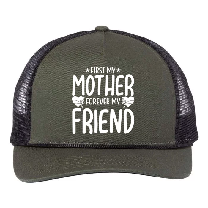 First My Mother My Forever Friend Gift Mother's Day Family Funny Gift Retro Rope Trucker Hat Cap