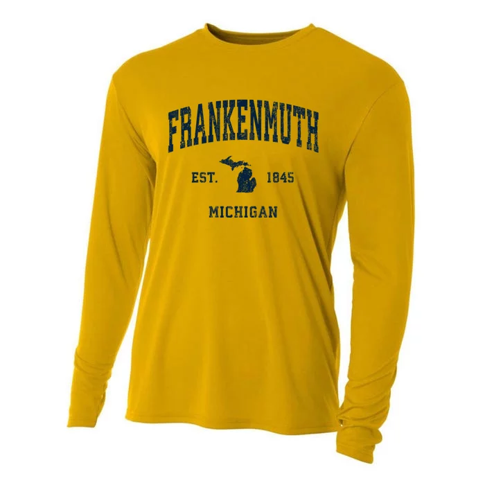 Frankenmuth Michigan Mi Vintage Athletic Cooling Performance Long Sleeve Crew