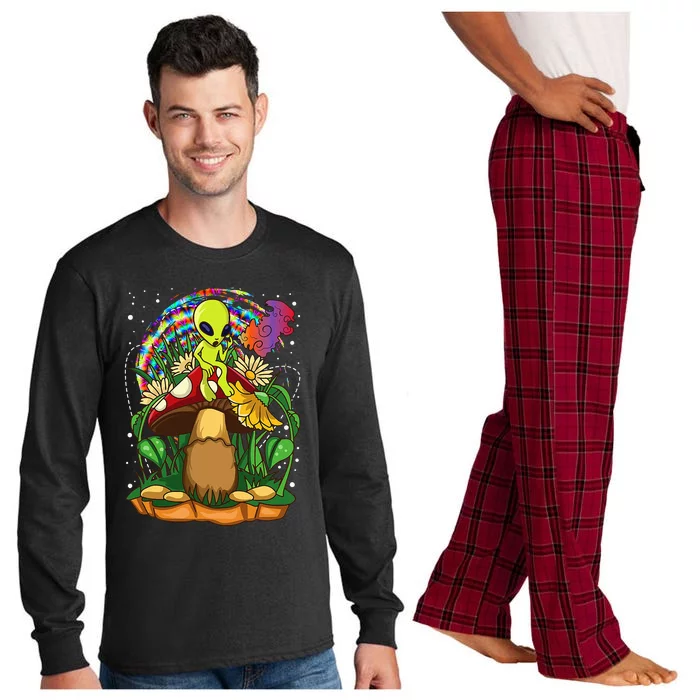 Funny Magic Mushroom Alien Trippy Shroom LSD Weed Acid Trip Long Sleeve Pajama Set