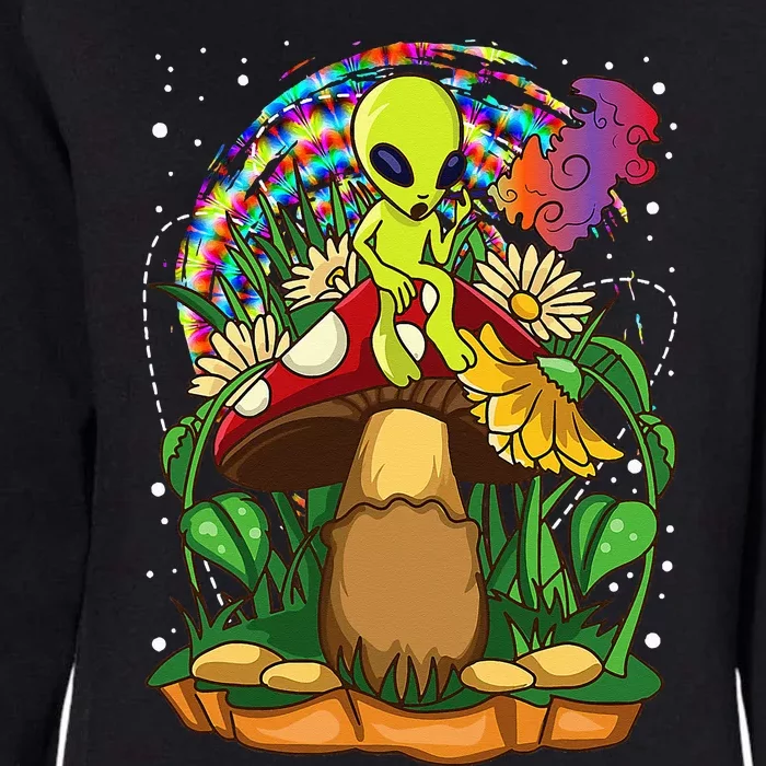 Funny Magic Mushroom Alien Trippy Shroom LSD Weed Acid Trip Womens California Wash Sweatshirt