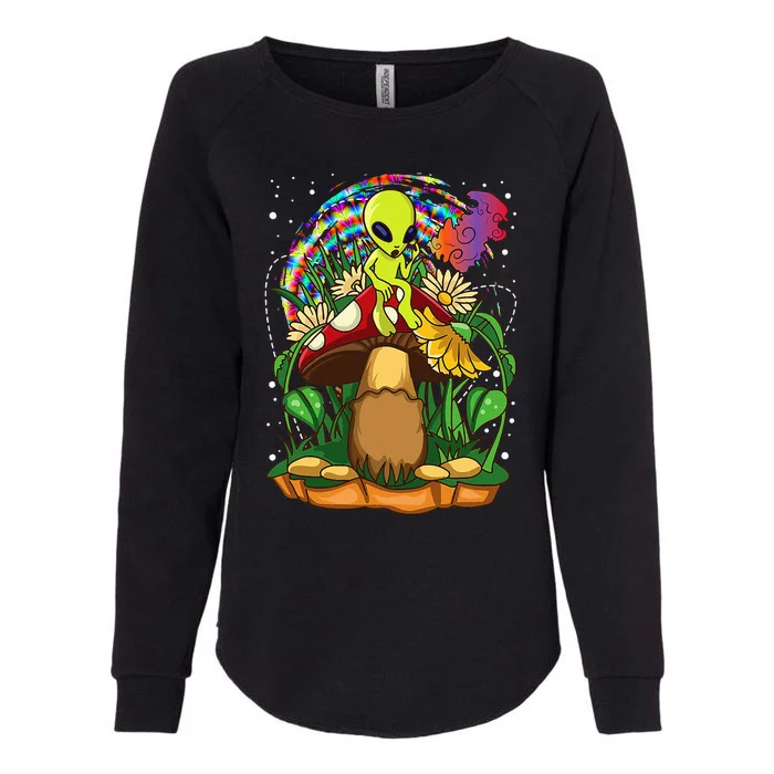 Funny Magic Mushroom Alien Trippy Shroom LSD Weed Acid Trip Womens California Wash Sweatshirt