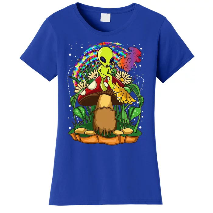 Funny Magic Mushroom Alien Trippy Shroom LSD Weed Acid Trip Women's T-Shirt