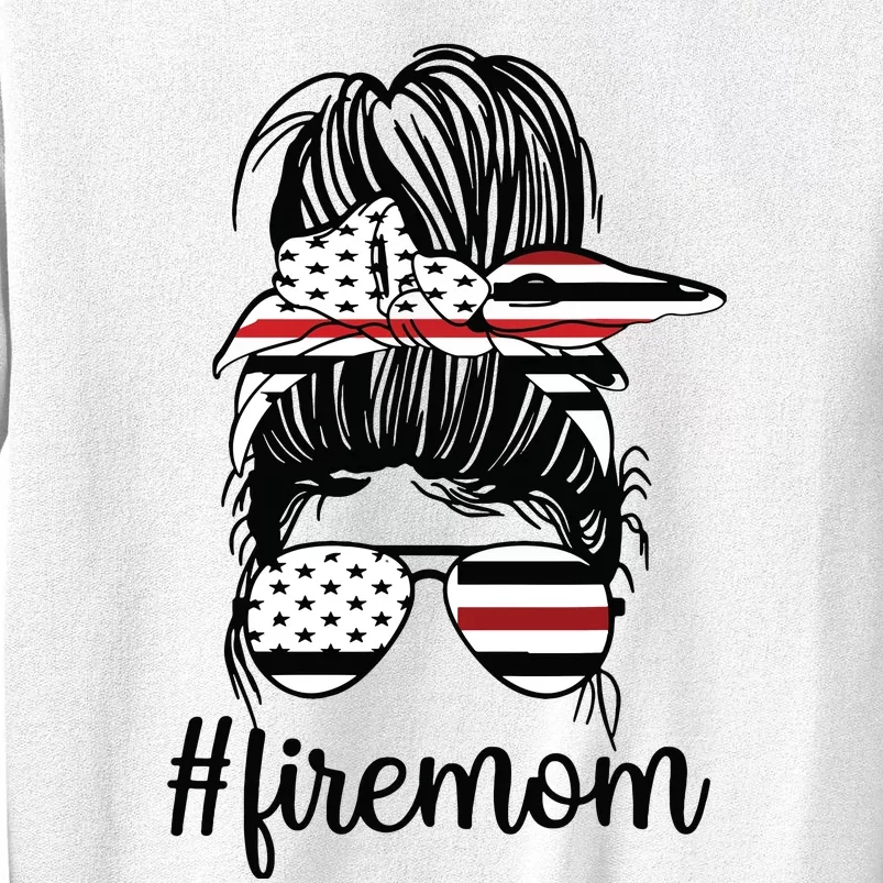 Firefighter Mom Messy Bun Fire Mom Mother Thin Red Line Sweatshirt