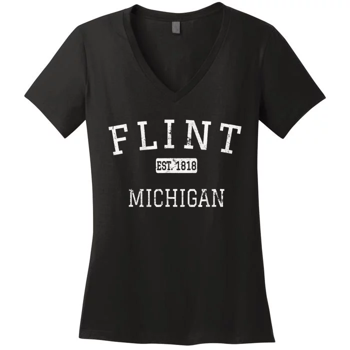 Flint Michigan MI Vintage Women's V-Neck T-Shirt