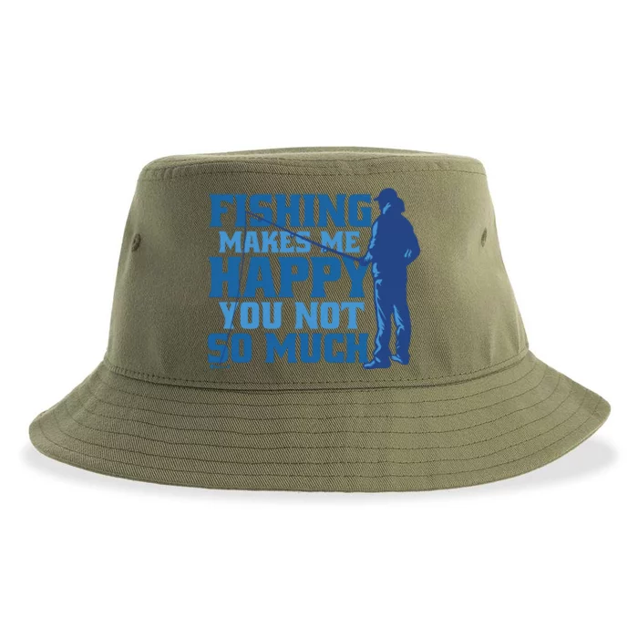 Fishing Makes Me Happy Funny Sustainable Bucket Hat