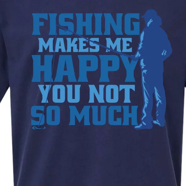 Fishing Makes Me Happy Funny Sueded Cloud Jersey T-Shirt