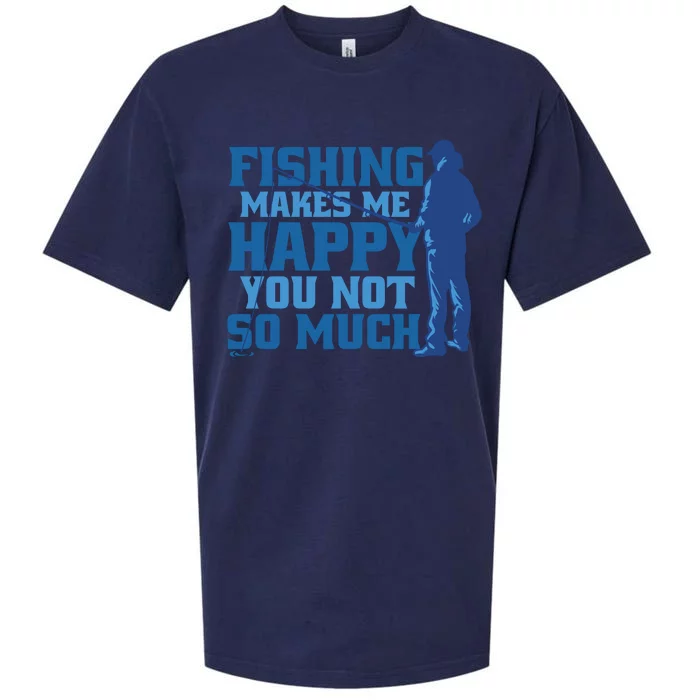 Fishing Makes Me Happy Funny Sueded Cloud Jersey T-Shirt