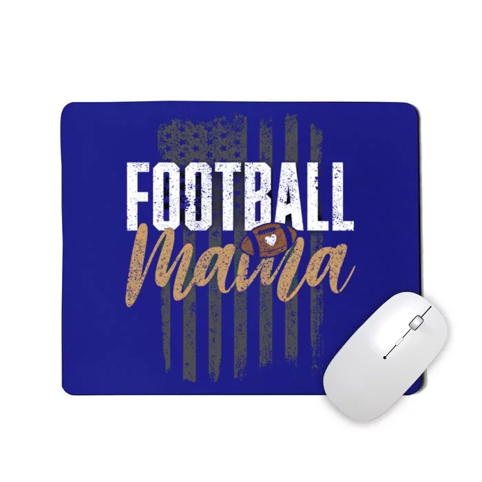 Football Mama Mom Football Leopard Vintage American Flag Gift Mousepad