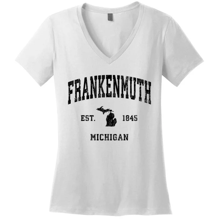 Frankenmuth Michigan Mi Vintage Established Athletic Sports Design Women's V-Neck T-Shirt