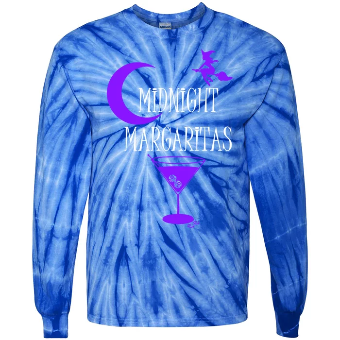 Funny Midnight Margaritas Gift Witch Halloween Ing Gift Tie-Dye Long Sleeve Shirt