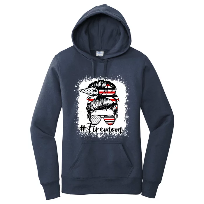 Firefighter Mom Messy Bun Fire Mom Funny Mothers Day Meaningful Gift Women's Pullover Hoodie