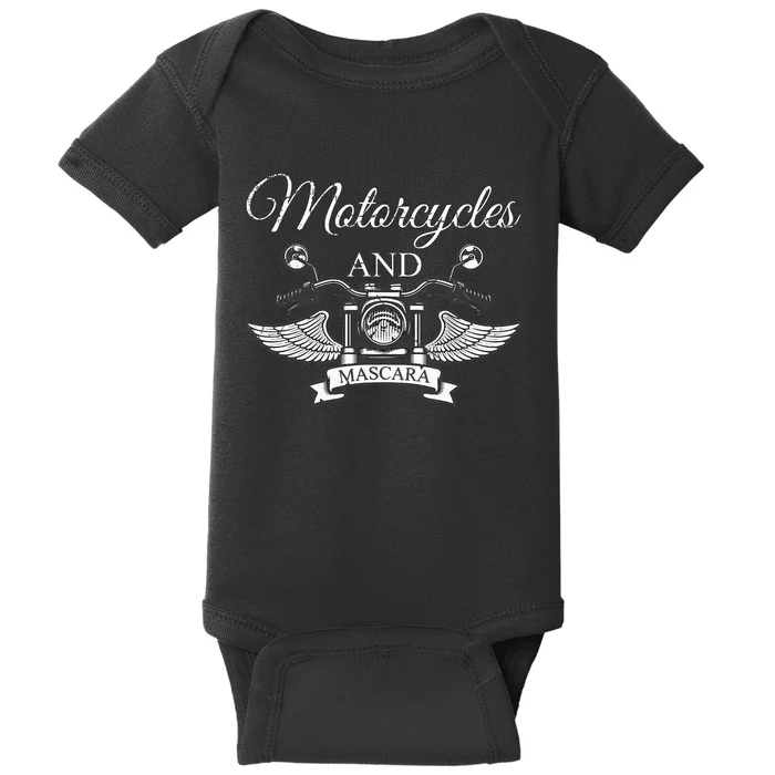 Funny Makeup Motorcycle Riding  Gift Mascara Biker Baby Bodysuit