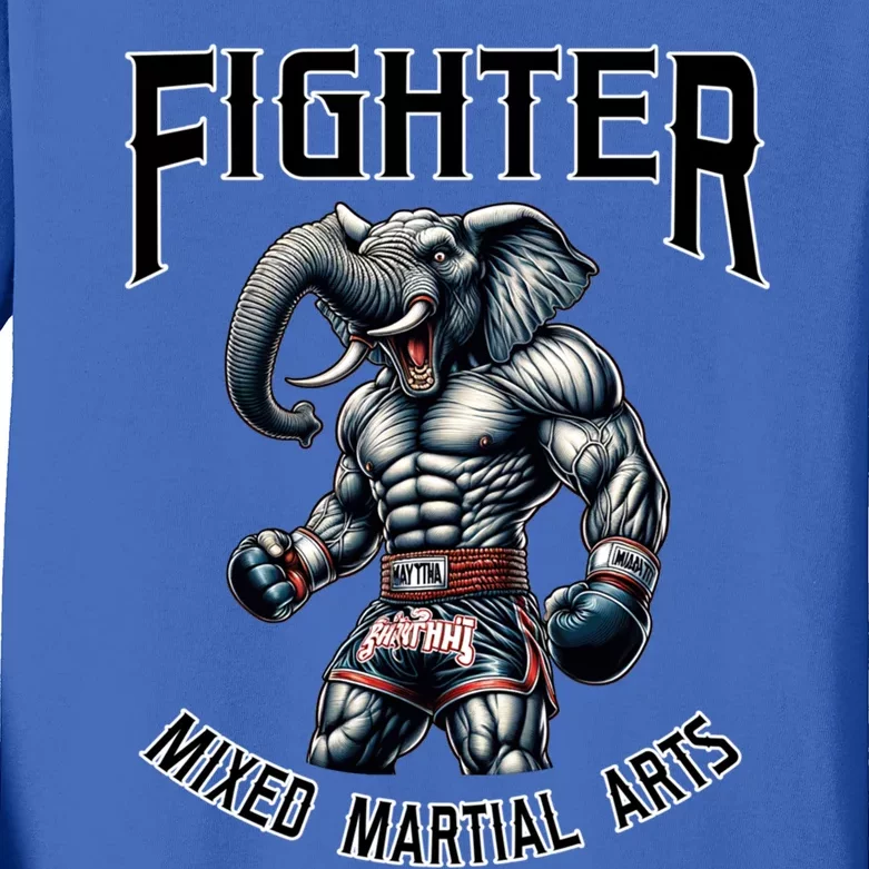 Fighter Mixed Martial Arts Elephant Gift Kids Long Sleeve Shirt