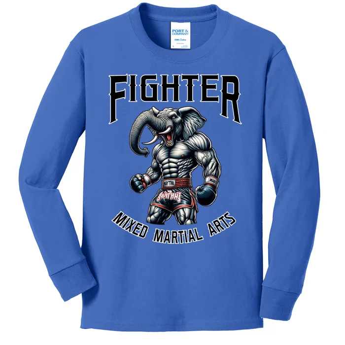 Fighter Mixed Martial Arts Elephant Gift Kids Long Sleeve Shirt