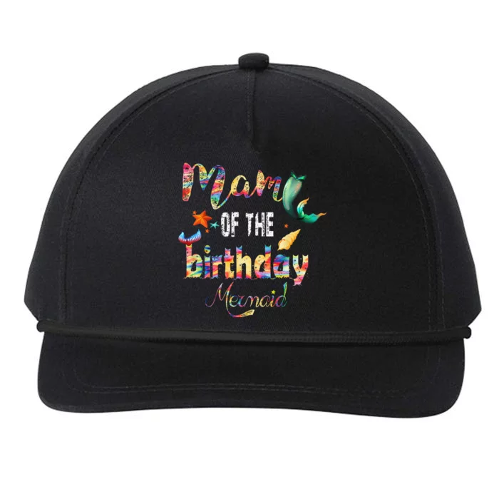 Family Matching Mommy Of The Birthday Mermaid Party Squad Snapback Five-Panel Rope Hat