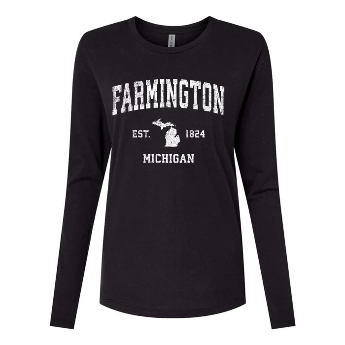 Farmington Michigan Mi Vintage Athletic Sports Womens Cotton Relaxed Long Sleeve T-Shirt