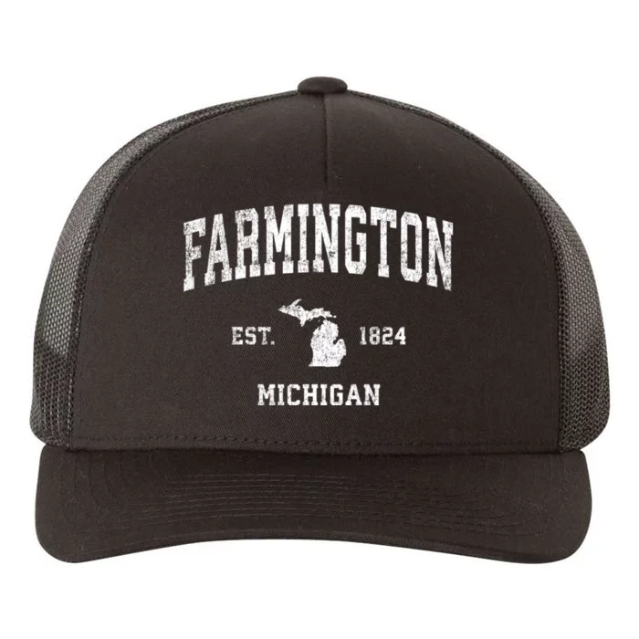 Farmington Michigan Mi Vintage Athletic Sports Yupoong Adult 5-Panel Trucker Hat