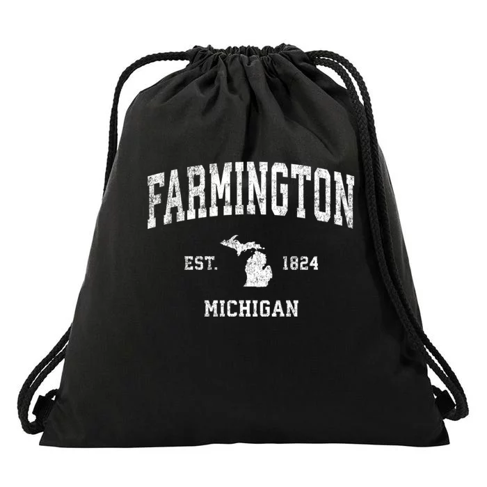 Farmington Michigan Mi Vintage Athletic Sports Drawstring Bag