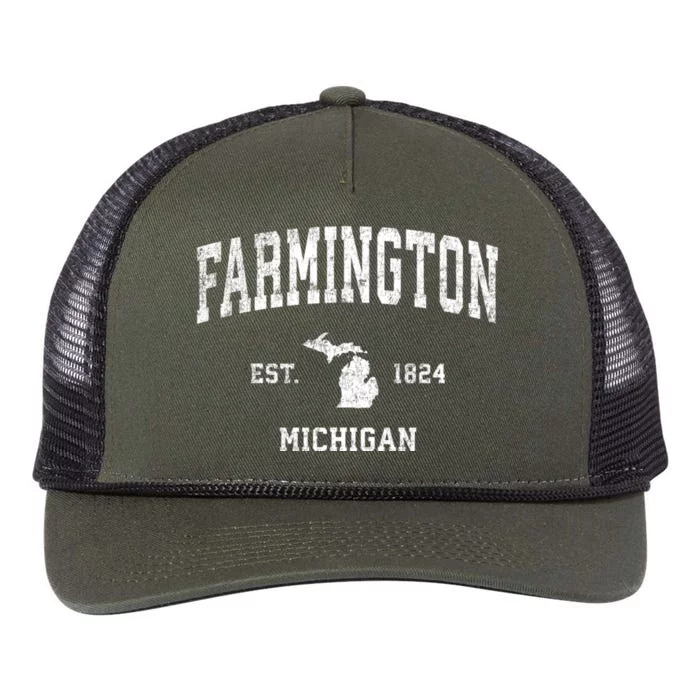 Farmington Michigan Mi Vintage Athletic Sports Retro Rope Trucker Hat Cap