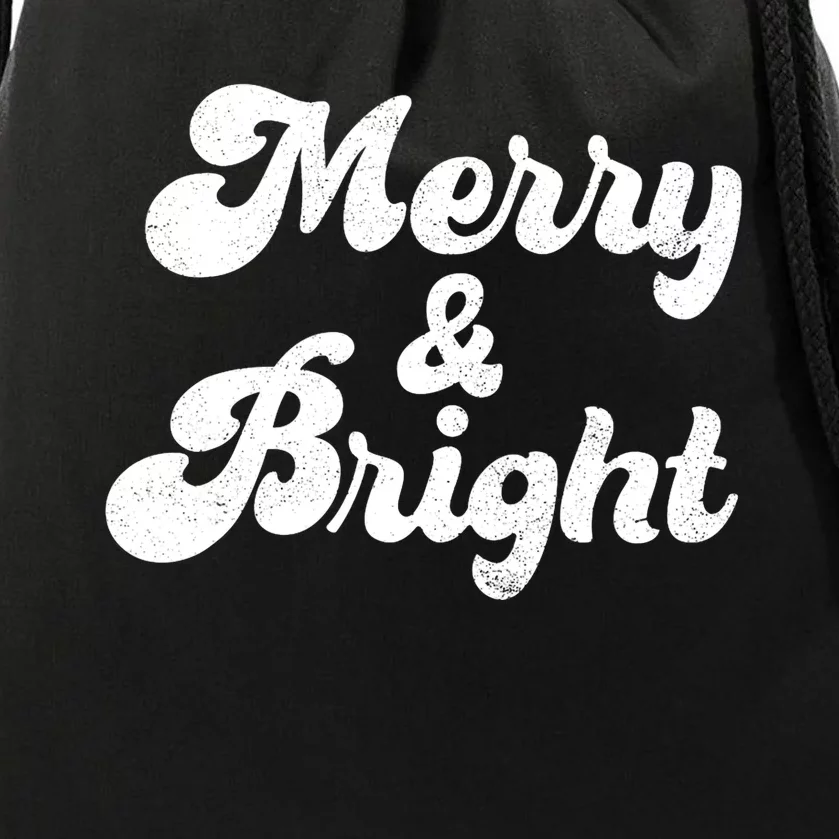 Family Matching Merry And Bright Christmas Top Drawstring Bag