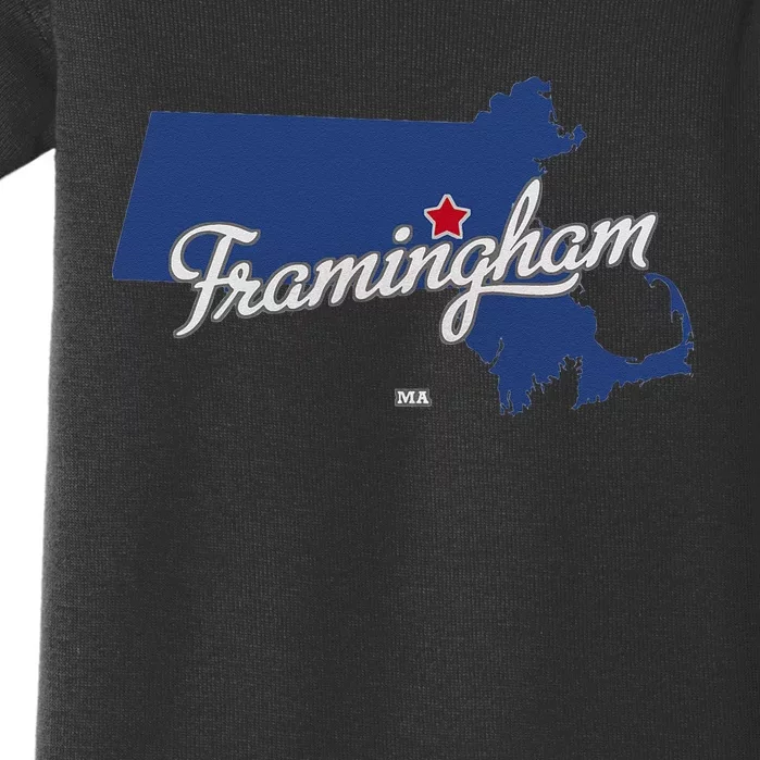 Framingham Massachusetts MA Map Baby Bodysuit