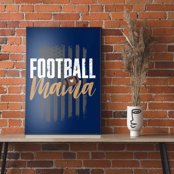 Football Mama Mom Football Leopard Vintage American Flag Poster