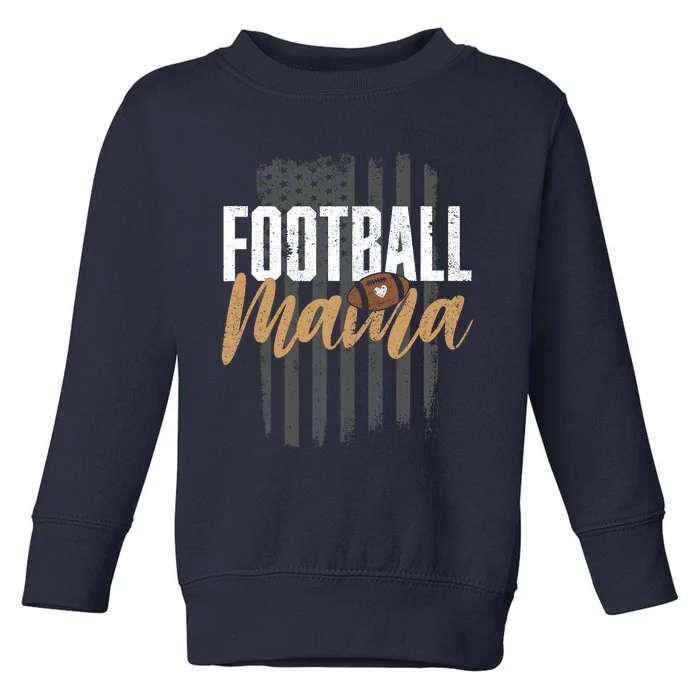 Football Mama Mom Football Leopard Vintage American Flag Toddler Sweatshirt