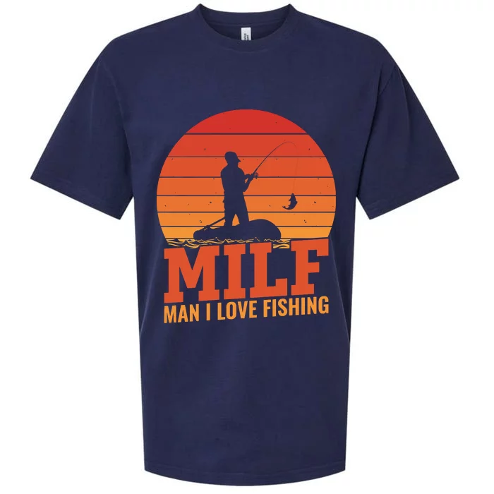 Funny MILF Man I Love Fishing Vintage Milf Fishing Shirt Dad Fisher Sueded Cloud Jersey T-Shirt