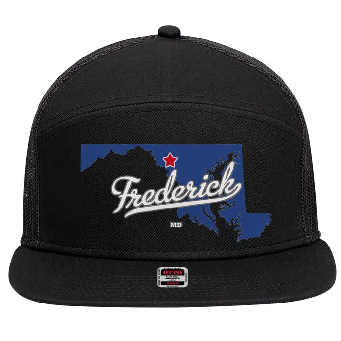 Frederick Maryland MD Map 7 Panel Mesh Trucker Snapback Hat