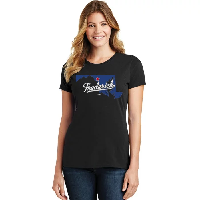 Frederick Maryland MD Map Women's T-Shirt