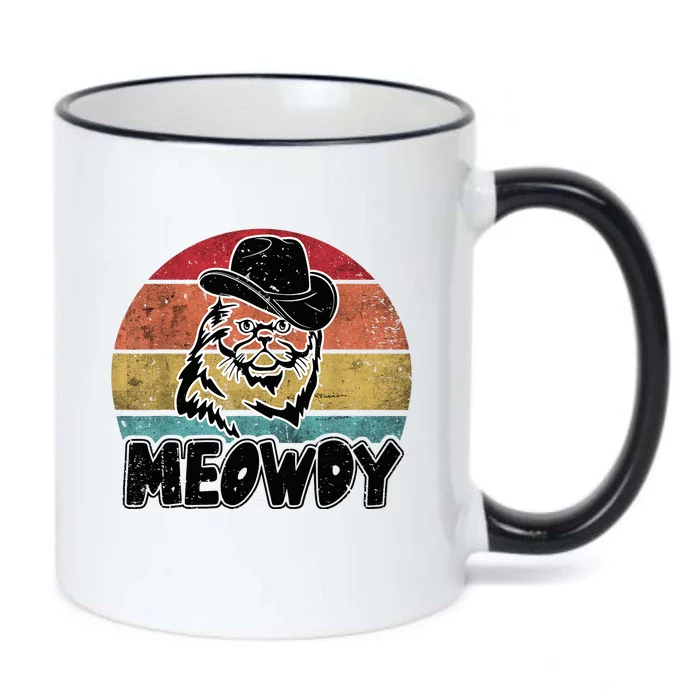 Funny Meowdy Meow & Howdy Mashup Country Music Cat Meme Fun Black Color Changing Mug