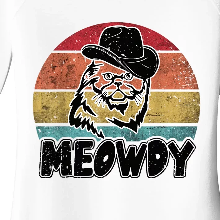 Funny Meowdy Meow & Howdy Mashup Country Music Cat Meme Fun Women's Perfect Tri Tunic Long Sleeve Shirt