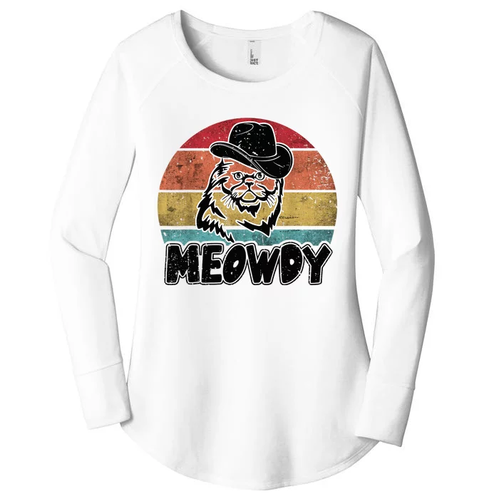 Funny Meowdy Meow & Howdy Mashup Country Music Cat Meme Fun Women's Perfect Tri Tunic Long Sleeve Shirt