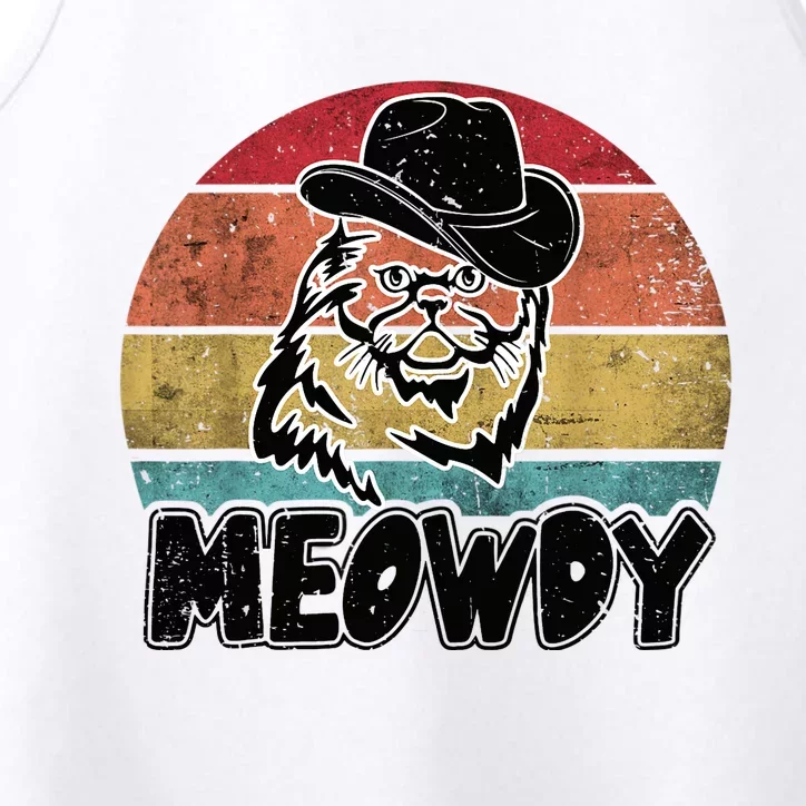 Funny Meowdy Meow & Howdy Mashup Country Music Cat Meme Fun Performance Tank