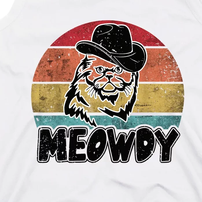 Funny Meowdy Meow & Howdy Mashup Country Music Cat Meme Fun Tank Top