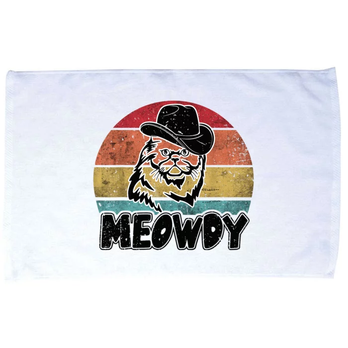 Funny Meowdy Meow & Howdy Mashup Country Music Cat Meme Fun Microfiber Hand Towel