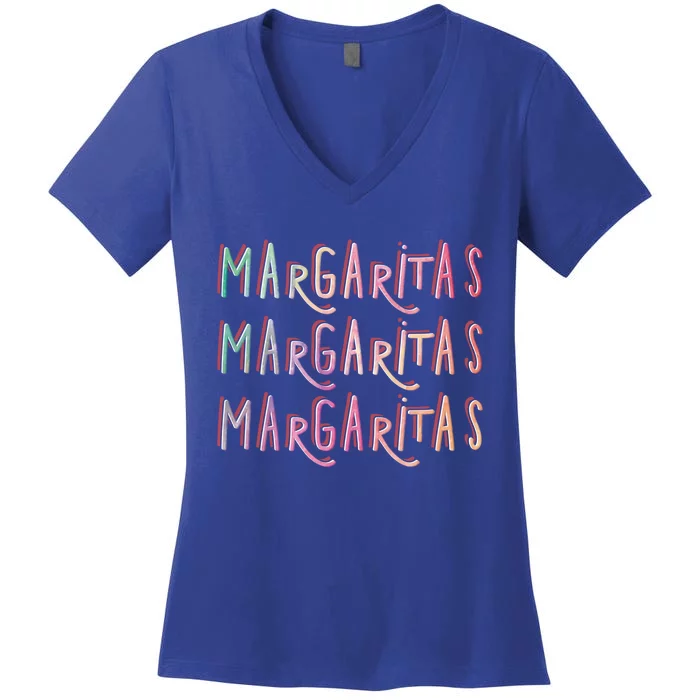 Funny Midnight Margaritas Tequila For Cinco De Mayo Ing Gift Women's V-Neck T-Shirt