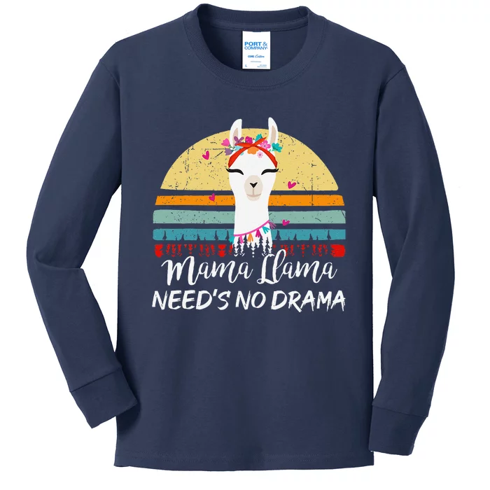 Funny Mamallama Needs No Drama Mom Mothers Day Gift Kids Long Sleeve Shirt