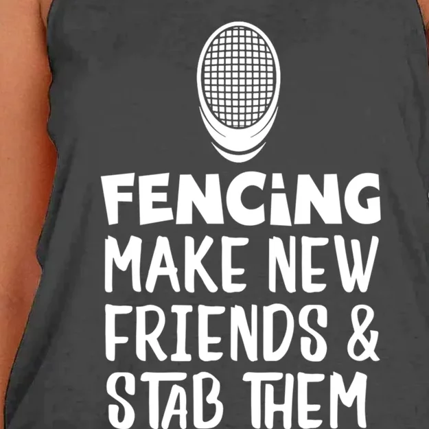 Fencing Make New Friends And Stab Them Fencing Women's Knotted Racerback Tank