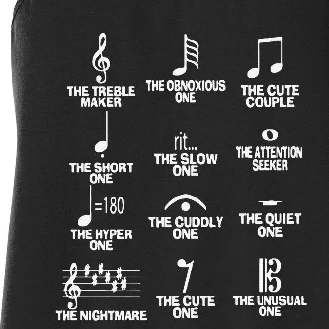 Funny Musical Notes Symbol Definition Humor Cute Christmas Gift Music Teacher Women's Racerback Tank