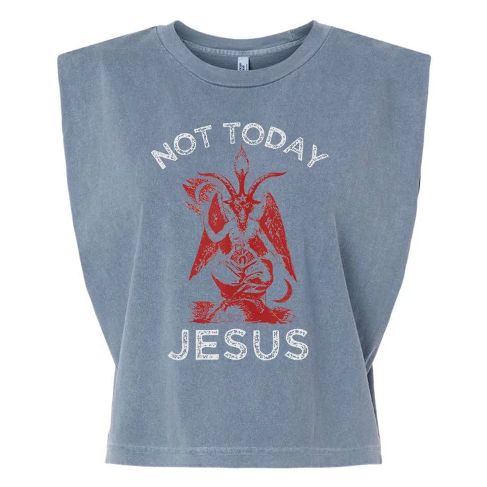 Funny Meme Not Today Jesus Hail Vintage Band Garment-Dyed Women's Muscle Tee