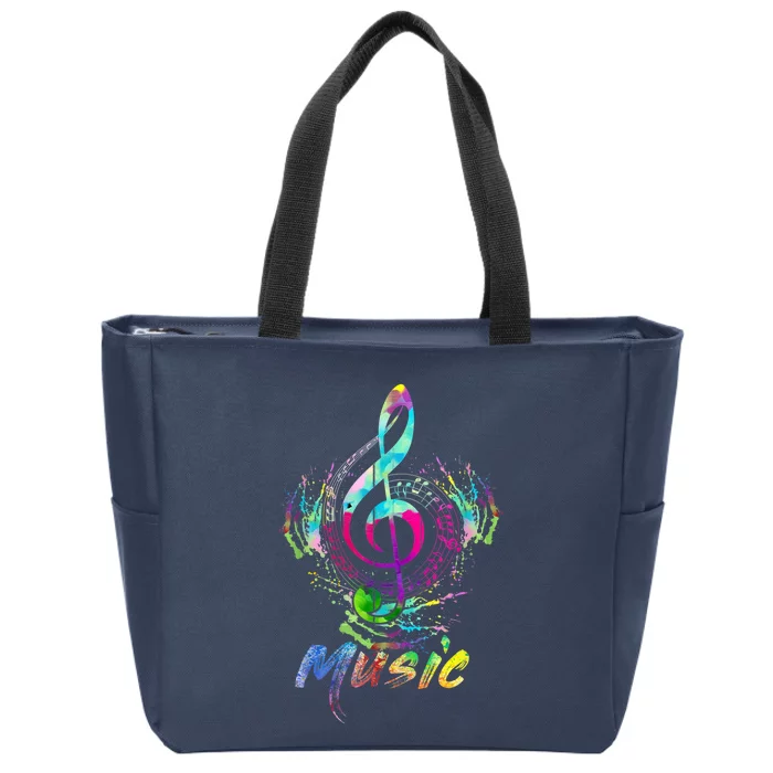 Funny Musical Note Gift Funky Colorful Music Treble Clef Gift Zip Tote Bag